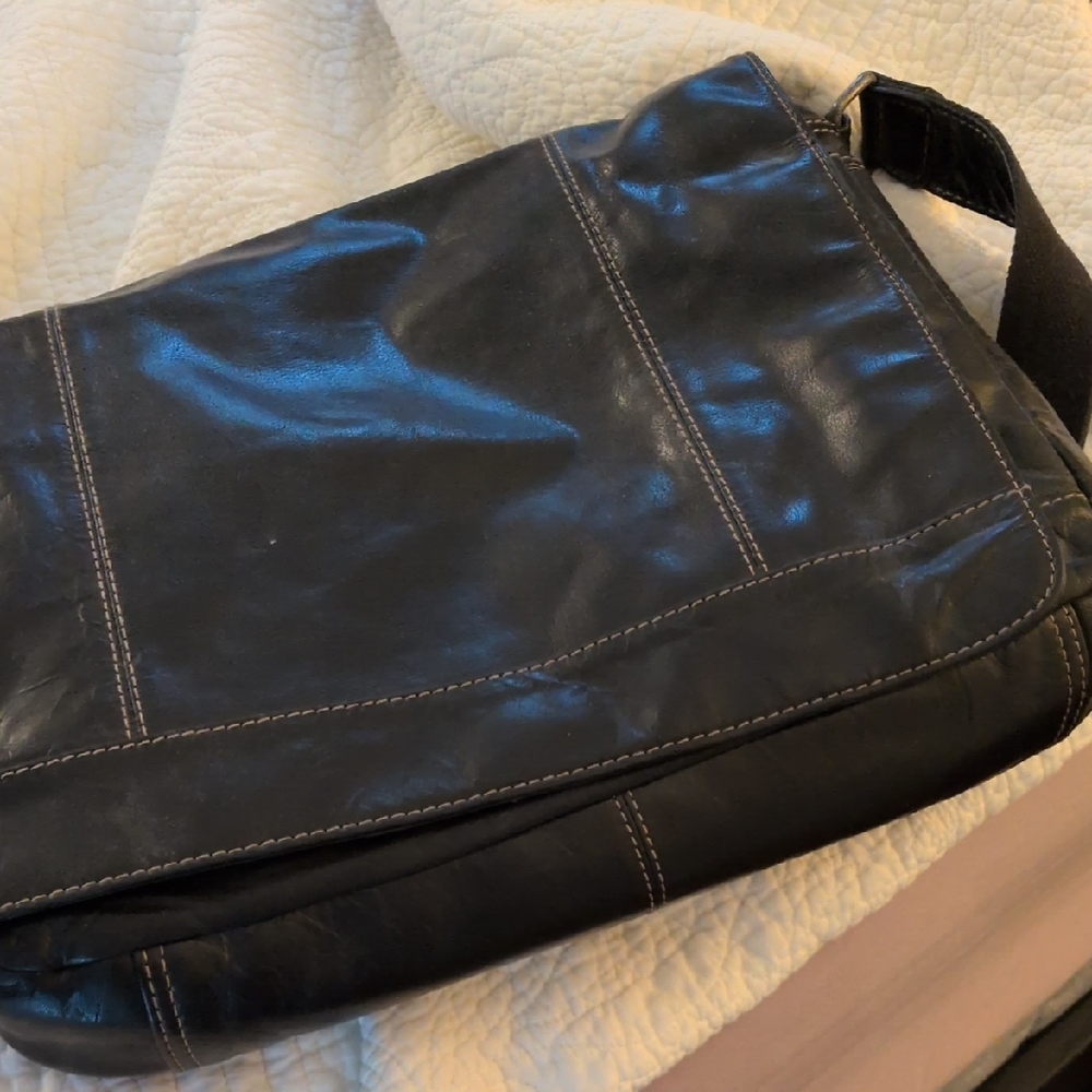 Jack George's Black Leather Messenger Bag